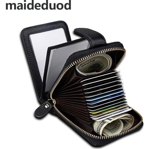 Maideduod New Unisex Genuine Leather Card Holder ID Credit Card Case Drivers License Wallet High Capacity Female Credit Holder