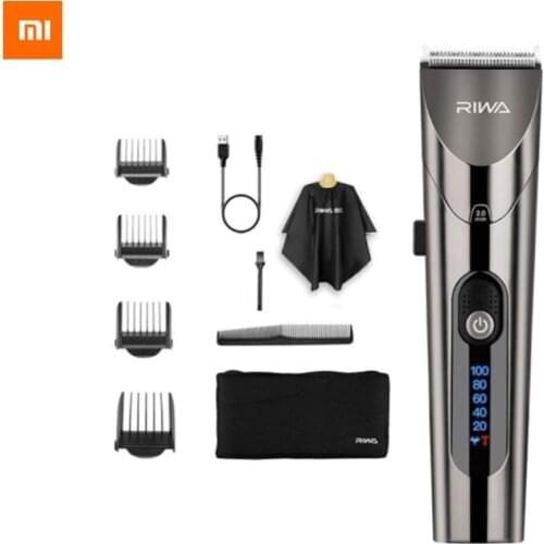 2020 New Xiaomi RIWA Electric Hair Clipper Trimmer Professional Men Strong Power Steel Cutter Head With LED Screen Washable
