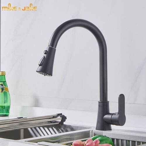 Matte black pull out kitchen faucet 3 function pull out kitchen mixer hot and cold black sink kitchen tap