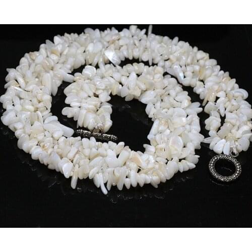 Fashion white shell 9-11mm nugget irregular gravel chips beads high grade women weddings party gifts chian necklace 18inch B521