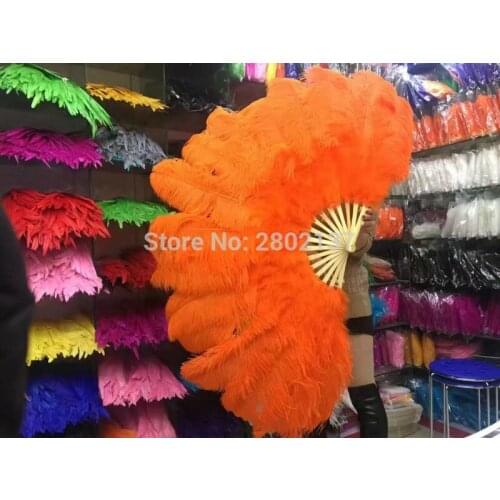 Wholesale Orange ostrich feathers for Halloween party decorations decorated with belly dancers fan decorated Halloween party