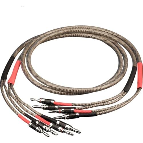 Pair Audiophile OCC Silver Plated Speaker Cable Banana Plug Amplifier HiFi Audio Cable