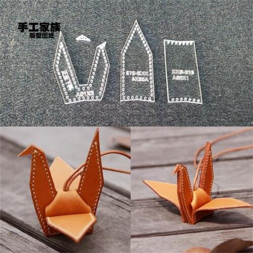 1set Acrylic Stencil Template DIY Leather Handmade Craft Cute Crane Key Buckle Sewing Pattern Tools 14x6x7.5cm