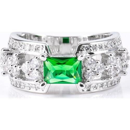 Luxury Bridal Square Zircon Engagement Ring Vintage Female White Crystal Stone Ring Classic Silver Color Wedding Rings For Women