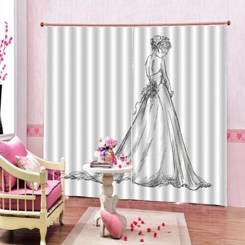 Luxury Blackout 3D Curtains For Living room Bedding room Office grey beauty curtains