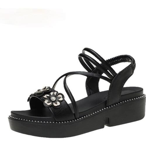 Pop Summer Fashion Trend Cross Sandals Nice Beach Ladies Waterproof Platform Thick Bottom Slope Heel Casual High-quality Classic