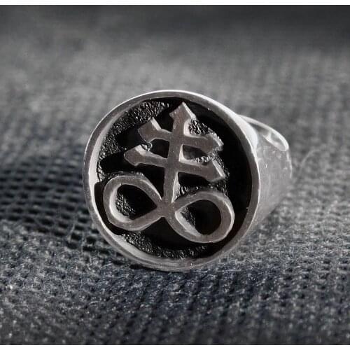 Satan Satanic Cross Signet Ring Goth 316L Stainless Steel Mens and Womens Fashion Punk Jewelry