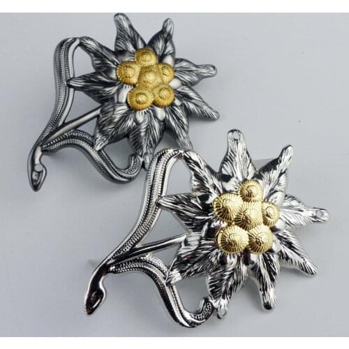 Silver Dark WWII Gebirgsjager German Mountain infantry Edelweiss Cap Badge OF 2 Military Store