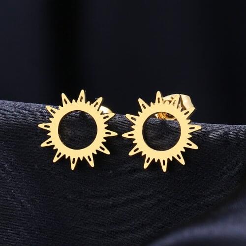 Stainless Steel Earrings Hollow Sunflower Fashion Stud Earrings Classic Simple Earrings For Women 2021 Jewelry Wedding Party
