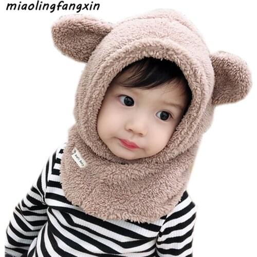 2020 New Children Hooded Hats Cotton Velvet Thickened Ear Cap Baby Hat Autumn Winter Bomber Hat