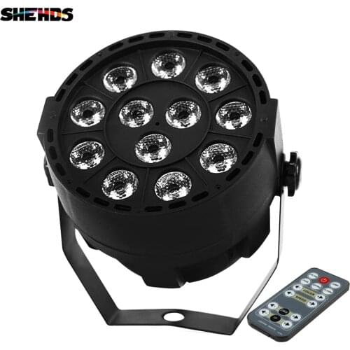 SHEHDS 12x3W RGBW LED Flat Panel Wireless Remote Control DJ LED Stage Light DMX512 Control Music Activation Family Party Lights