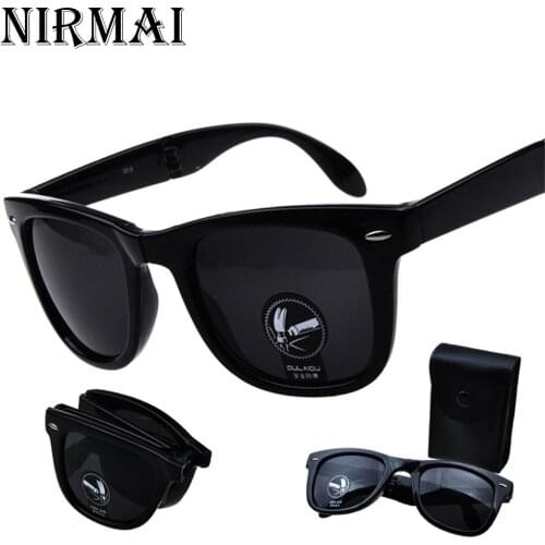 Folding Glasses Brand Design Mirrored Sunglasses Folded Oculos De Sol UV400 Classes with Case Men Women Goggle