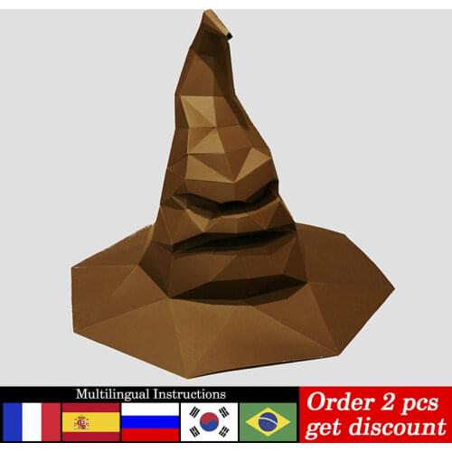 Halloween Wizard Hat Decor Home Decorations Art Paper Model Ornaments,3D Low-Poly Papercraft,Handmade DIY Adult Craft Toy RTY055