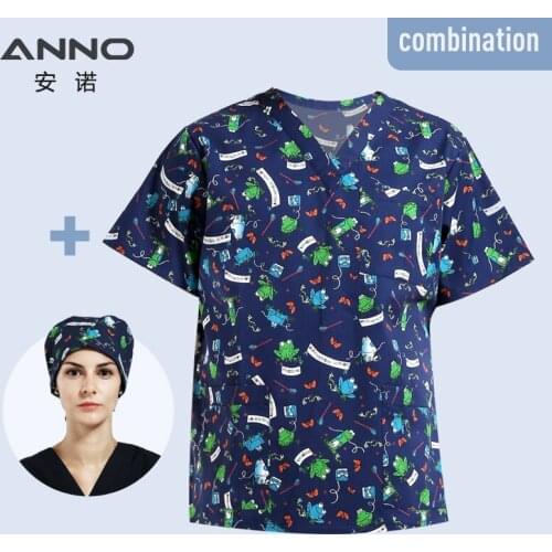 ANNO Hospital Staff Scrubs Top Nursing Uniform for Male Female Dental Clinic Supplies Nurse Women Uniforms Shirt