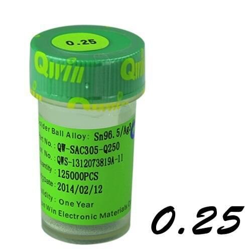 High quality 125k lead-free 0.25mm BGA reballing solder balls for reworking