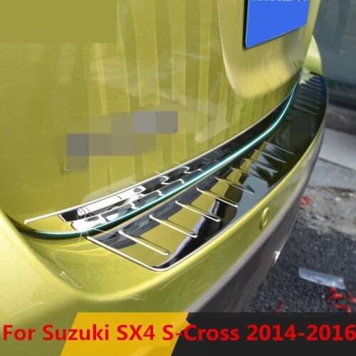 Stainless Steel Trunk Rear Protector Trim Cover Rear Bumper Protector Sill Car Tail Door Trim For Suzuki SX4 S-Cross 2014-2016