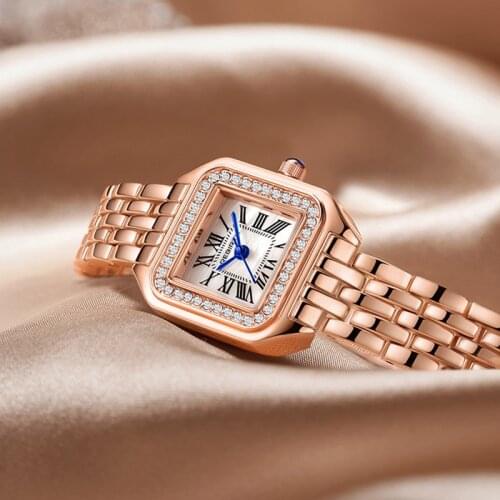 2021 REBIRTH Ladies Wrist Watches Dress Gold Watch Women Crystal Diamond Watches Stainless Steel Silver Clock Women Montre Femme