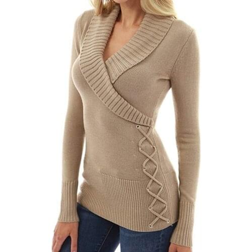 Wipalo Autumn Winter Sweater Women Two Wear Sexy V-Neck Twisted Jumpers Pullovers Ladies Tops Knitted Sweaters Pull Femme 2018