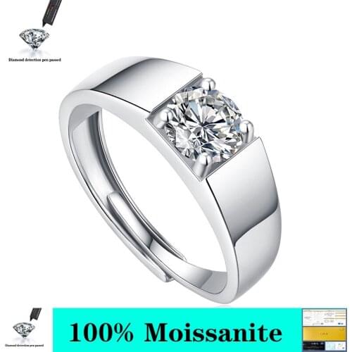 Real Moissanite Solitaire Rings 925 Sterling Silver 1.0 carats Round Cut Diamond Ring Women Engagement Wedding Jewelry