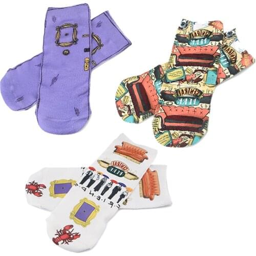 ZF1702 1pair TV Series Friends New Leisure Motion Short Sock Chaussettes Breathable Comfortable Unisex Short Sock