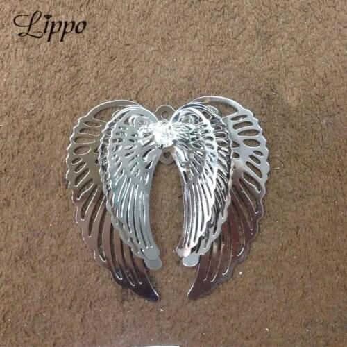 10pcs 40mm filigree DIY 3d angle wings pendant Rodium Copper embellishment findings jewelry components metal embellishments