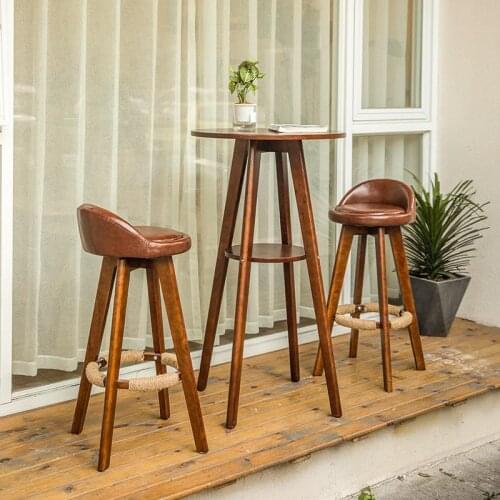 1000 Nordic bar table and chair combination high table solid wood round table home leisure bar table simple small bar table