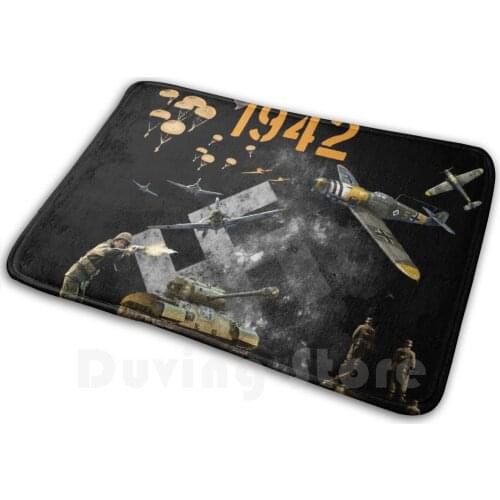 1942 World War 2 Soft Non-Slip Mat Rug Carpet Cushion 1942 War Germany American Army Soldiers Tanks Planes Weapons