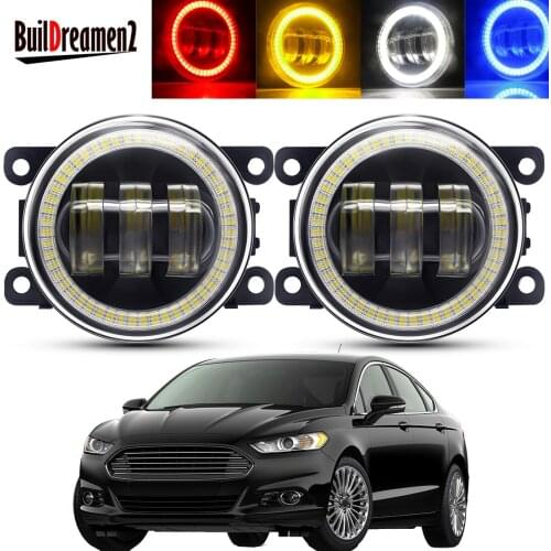 2 X Angel Eye Fog Light Assembly Car Right + Left LED Lens Fog Driving Lamp DRL 12V For Ford Mondeo Fusion 2013 2014 2015 2016