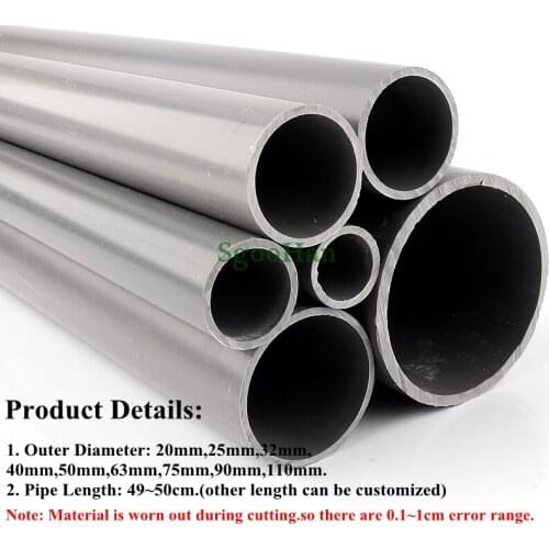 2pcs OD 20~110mm PVC Pipe Aquarium Fish Tank Pipe Home Garden DIY Irrigation Hydroponic Planting Frame Hard Tube 49~50cm Long