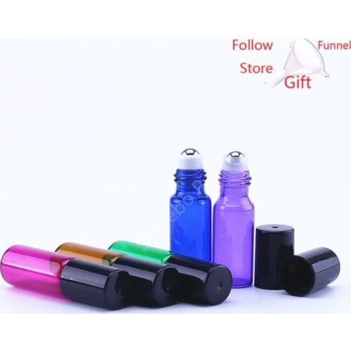 5Pcs/Lot Essential Oil Roller Bottles 1ml 2ml 3ml 5ml Sample Test Roller Essential Oil Vials with Stainless Steel