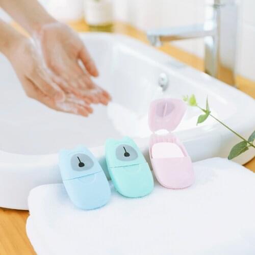 50Pcs Disposable Mini Travel Soap Paper Washing Hand Bath Cleaning Portable Boxed Foaming whitening Soap Paper Scented Sheets