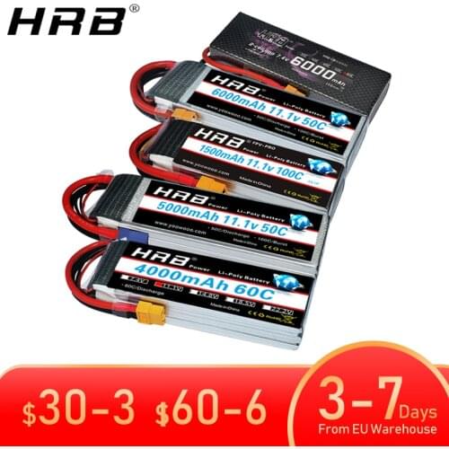 HRB Lipo Battery 2S 3S 4S 5S 6S 1500 2200mah 3300mah 5000mah 6000mah 7.4V 11.1V 14.8V 18.5V 22.2V T Deans XT60 XT90 EC5 RC Parts