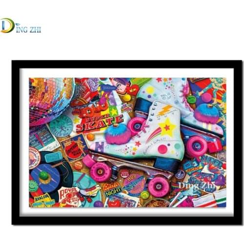 5D Diy Diamond Painting Full Square Round Drill Abstract landscape Skates Diamond Embroidery Rhinestone Mosaic Decoration Poster