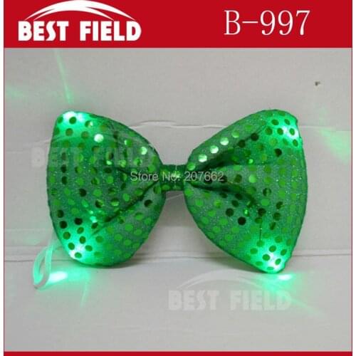 Free Shipping 2piece 19*12cm Christmas Party Glowing tie light up toy led bow tie green large bow tie for saint patricks day