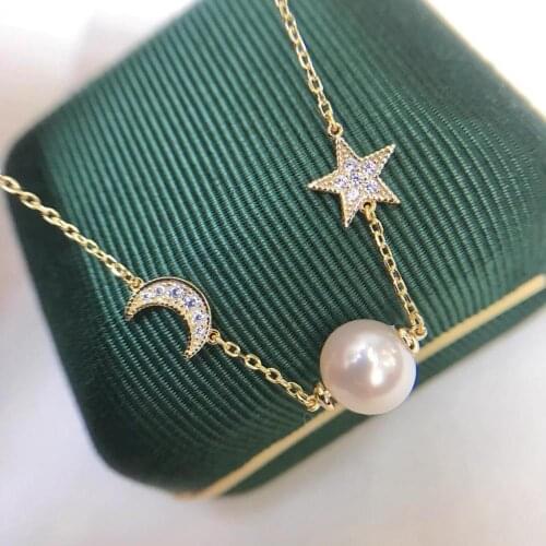 Star Moon 925 Sterling Silver Bracelet Settings Findings Mountings Base Parts Bangle for Crystal Agate Pearls Jade Coral Beads