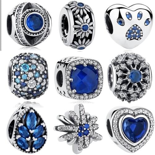 ELESHE Authentic 100% Sterling 925 Silver Charms Diy Blue Lucky Eye Crystal Beads Fit Original Bracelet Necklace Jewelry Making