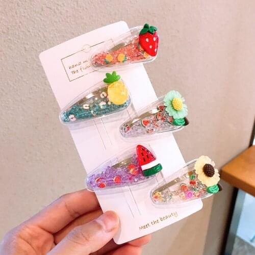 Bangs Clip Fashion Hairpin Transparent Fruit Quicksand Hair Clip Hair Accessories Cute Barettes Hairclips Watermelon Hairpin