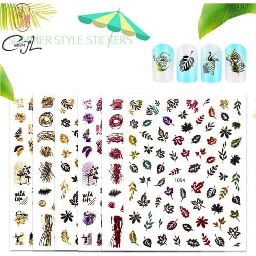CHNRMJL 9 Styles/Pack 10X8CM 3D Holo Adhesive Nail Sticker Sliders Decal Tips DIY Nails Art Decoration Manicure Accessories Tool