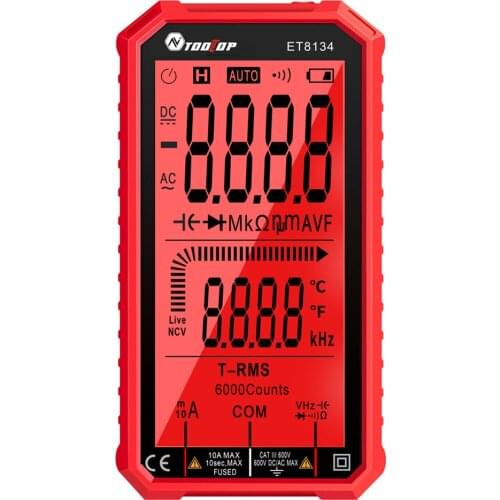 ET8134 6000 Counts Digital Multimeter 4.7 Inch LCD DC/AC Current Voltage Measurement Capacitance Resistance Measuring