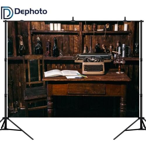 DePhoto Old Typewriter Desk Chair Indoor Scene Photography Backgrounds Customized Photographic Backdrops For Photo Studio