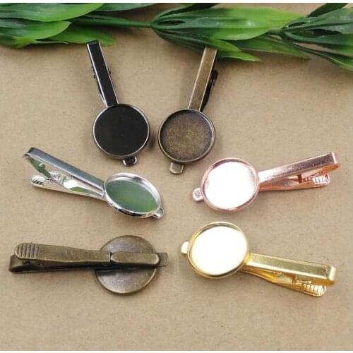 Cabochon 10pcs 16mm,18mm,20mm Pad Tray Dull Silver/Gold/Black/Antique Bronze Color Nickel lead-free Mens Classic Tie Clips