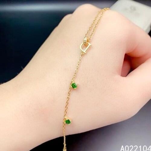 KJJEAXCMY fine jewelry 925 sterling silver inlaid Natural diopside women fresh fashion letter OL style gem hand bracelet support