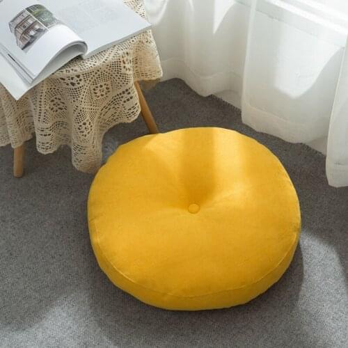 Round Cushion Japanese Style Cotton&Linen Pad Solid Yellow Grey Cushions For Futon Yoga Chair Tatami Floor Home Decor S/M/L