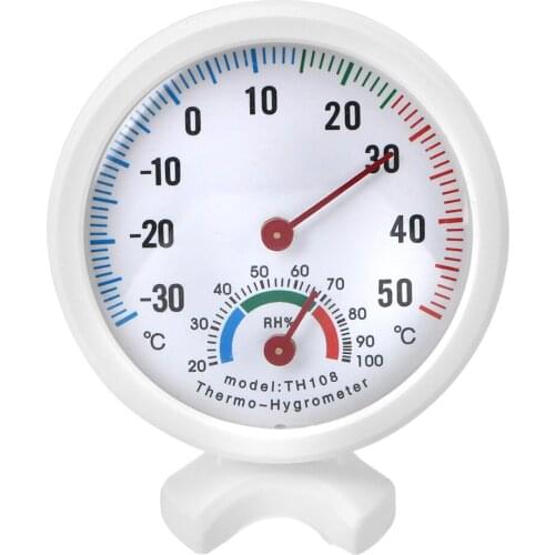 2 in 1 Thermometer Hygrometer Round Wall-mounted Temperature Humidity Meter Gauge Clock-shaped Measuring Tool Mini