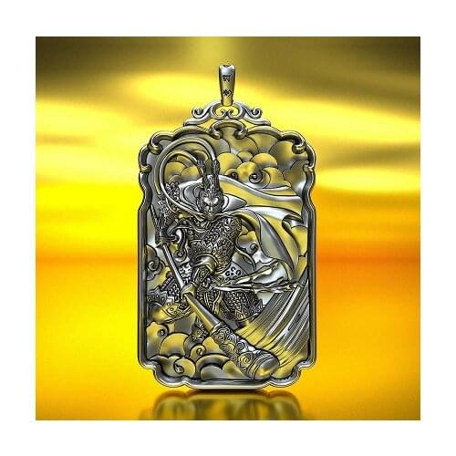 999 sterling silver pendant Sun Wukong Qitian Dasheng silver jewelry gift manual free shipping