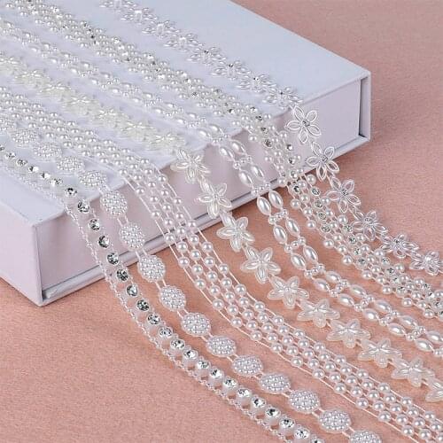 Ivory Color Fishing Line 1M/1.5M/2M Simulated Pearls Beads Chain Garland Flowers Wedding Decoration Event Party Supplies