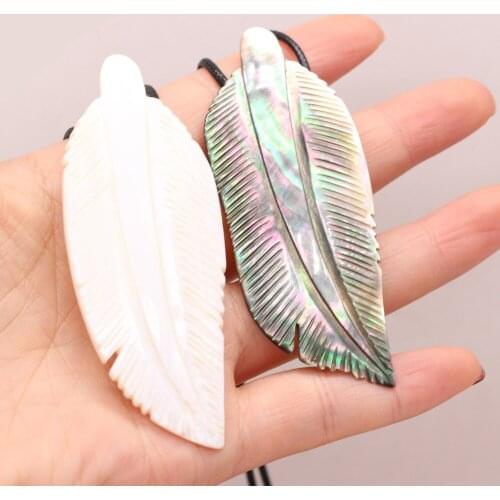 Hot Selling Natural Shell Alloy Leaf Pendant Necklace Handmade Crafts DIY Necklaces Sweater Chain Jewelry Romantic Making