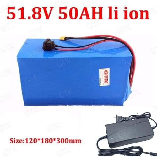 GTK 51.8V 50AH lithium ion battery 52V 14S BMS li ion bateria for 48V 5000W scooter ebike motorcycle vehicle boat +5A charger