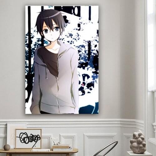 Sword Art Online Kirito Canvas poster Anime Pictures For Bedroom Living Room Decor SAO Painting