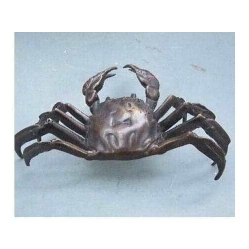 Copper Brass CHINESE crafts Asian Elaborate Vivid Chinese Copper Crab Statue